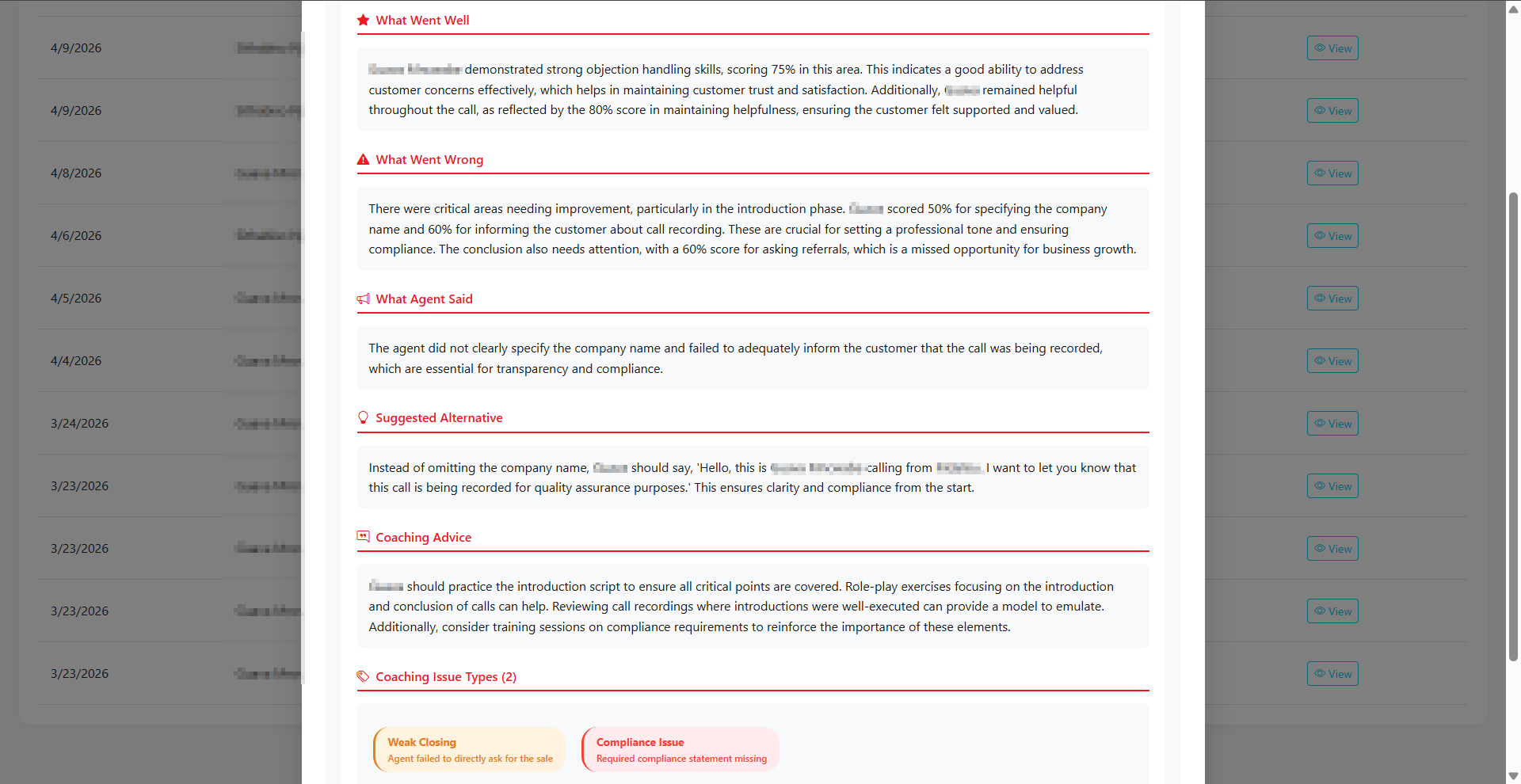 Coaching Feedback